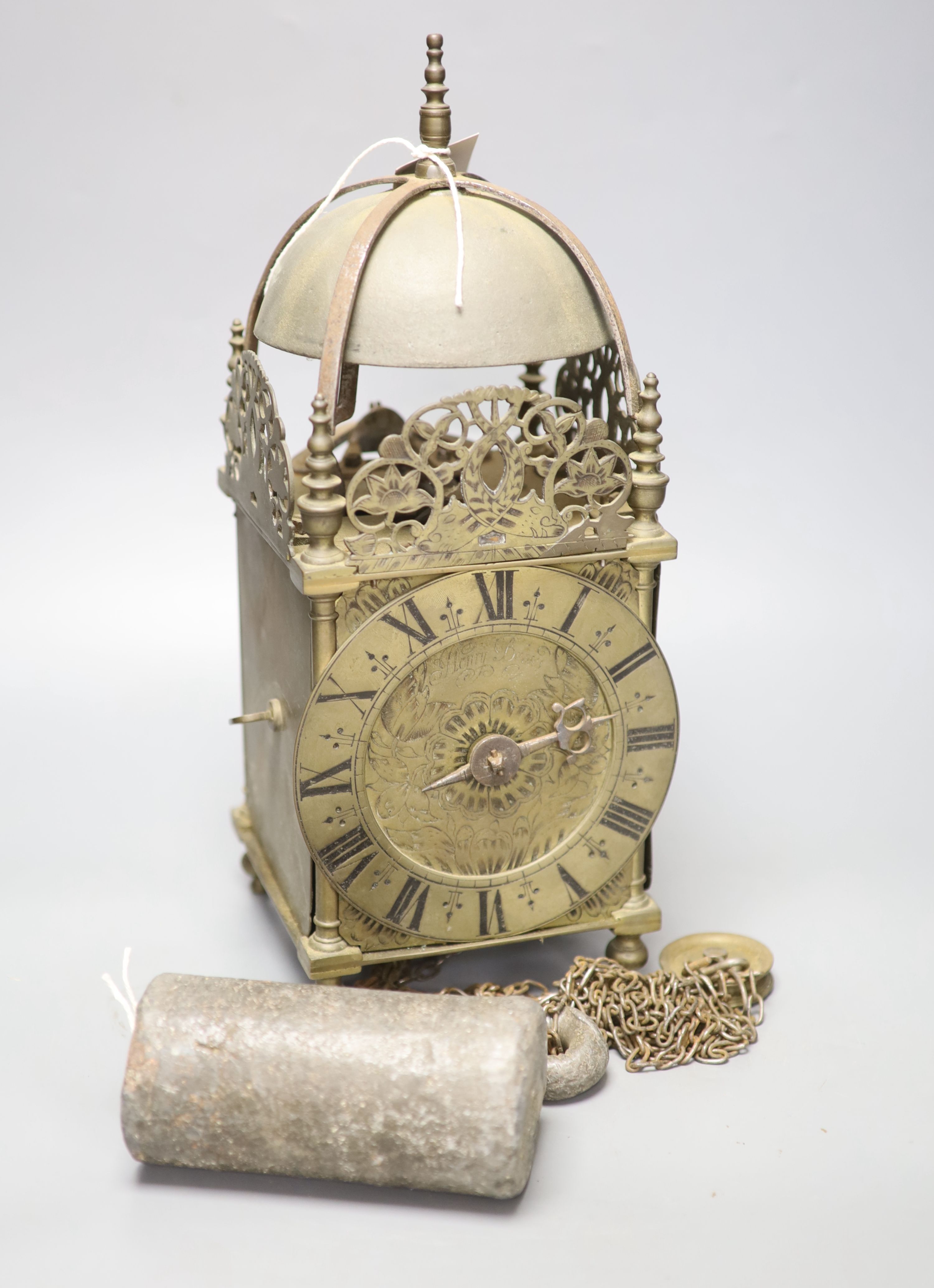 A 19th century brass lantern clock